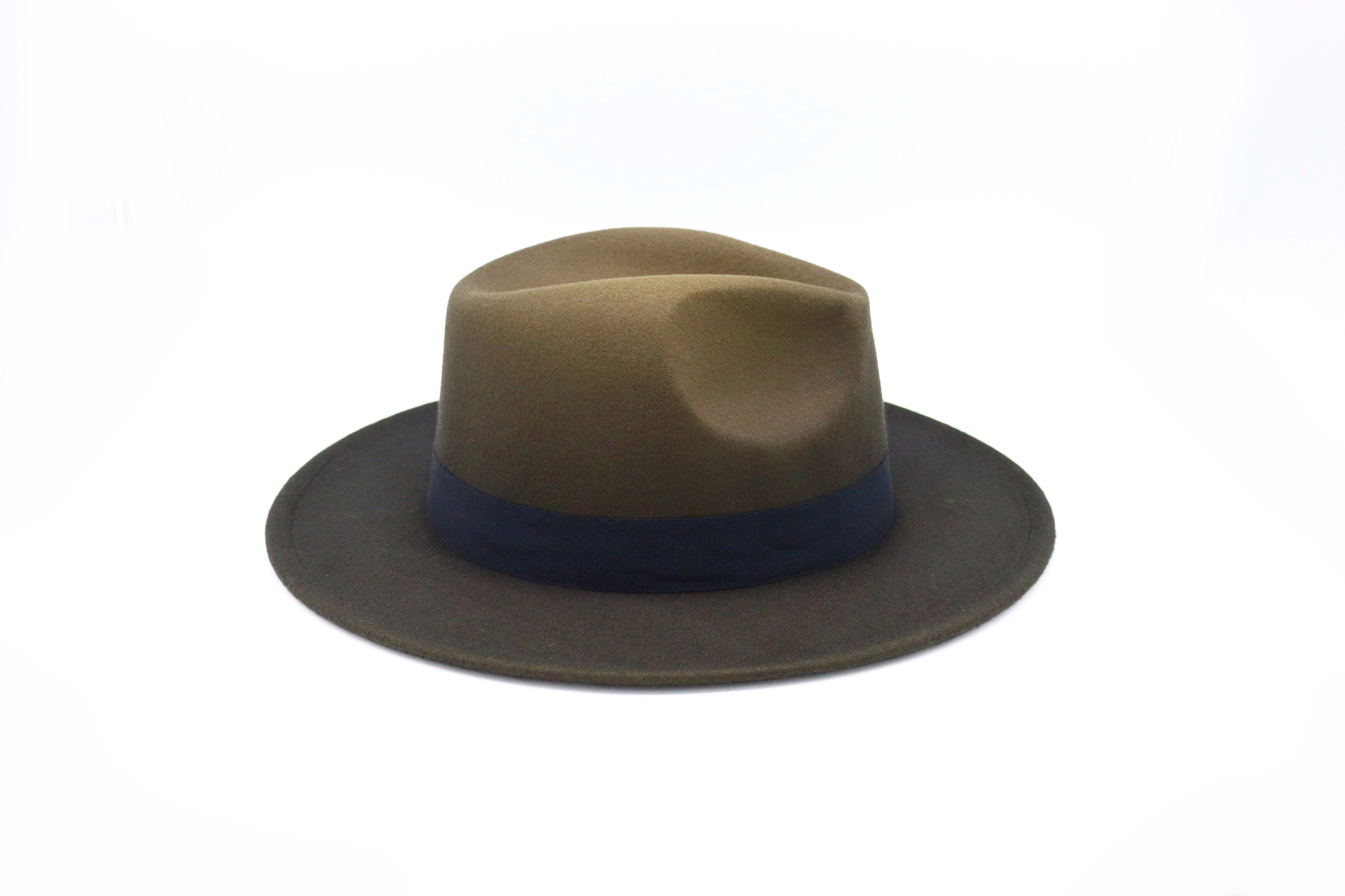 Green Ombre Fedora Hat, Vegan Felt Stiff Brim Hat, Men  display picture 1