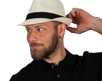 Light Beige Fedora Straw Hat, Straw Fedora Hat, Beach Hat, Sun Hat, Short Brim Hat, Men Summer Hat, Woman Straw Hat, Summer Gift
