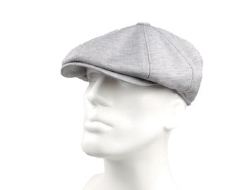 Boina estilo jornaleiro de linho cinza claro com 8 painéis, chapéu Peaky Blinders, boina Baker Boy da Hatsquare, boina irlandesa, chapéu masculino leve para o verão, estilo hera