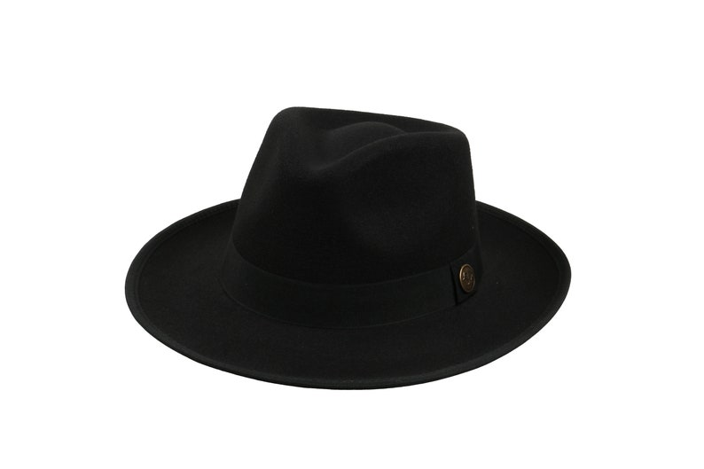 Chapeau fedora en feutre végétalien noir, chapeau d'hiver homme Hatsquare, chapeau fedora mi-rigide, chapeau à bord large femme, bord plat, chapeau de demoiselle d'honneur/garçon d'honneur image 2