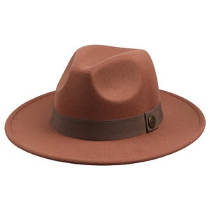 Dark Camel Fedora Hat, Vegan Felt Stiff Brim Hat, Hatsquare Man Hat, Women Wide Flat Brim Hat, Stiff Fedora Hat, Bridesmaid Groomsman Hat