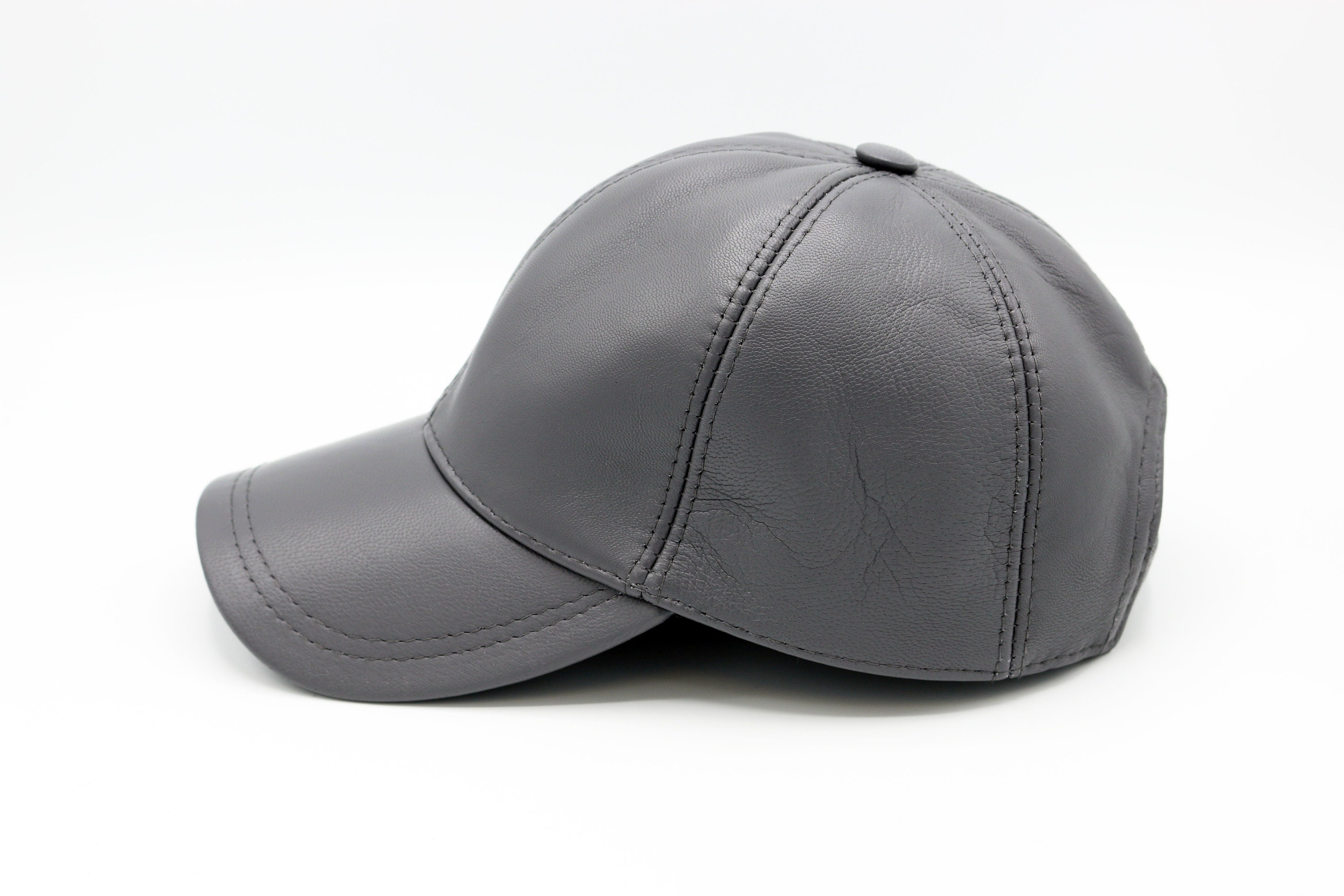 Personalized Gray Leather Baseball Cap 