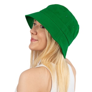 Green Cotton Bucket Hat, Women Bucket Hat, Women Fisherman Hat, Colorful Summer Hat, Hatsquare Women Hat,  Summer Sun Hat