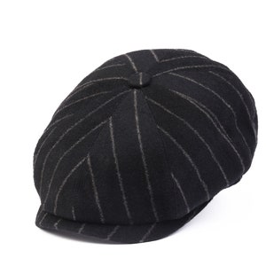 Boné de lã listrado com 8 painéis, chapéu Peaky Blinders, boné de jornaleiro Hatsquare Men, chapéu de padeiro, boné irlandês, presente de Natal, chapéu de padrinho de casamento