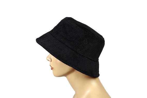 Black Corduroy Women Bucket Hat, Winter Cozy Bucket Hat, One Size Hat, Fashion Bucket Hat, Fishermans Hat, Warm Women Bucket Hat