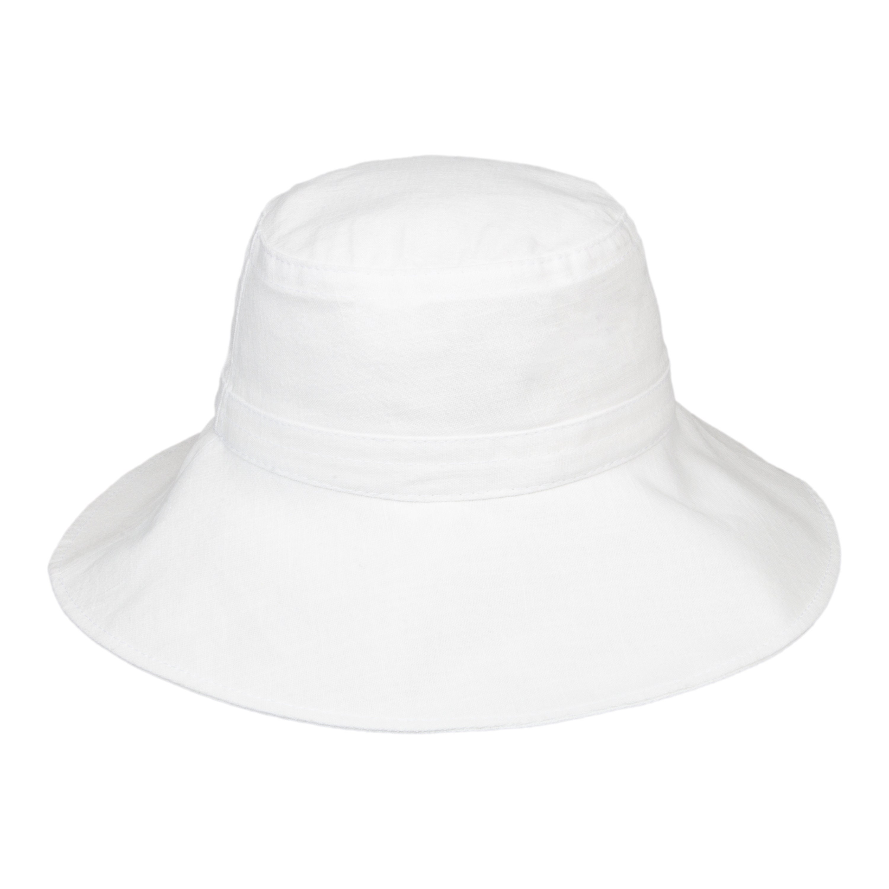 White Linen Wide Brim Bucket Hat, Bright Color Summer Bucket