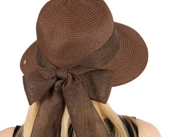 Brown Romantic Vintage Style Straw Hat, Holiday Hat, Women Summer Hat, Wide Brim Hat, Beach Hat, Sun Hat, Boho Hat, Mothers Day Gift