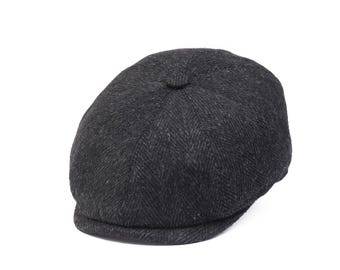 Herringbone Wool 8 Panels Newsboy Cap, Peaky Blinders Hat