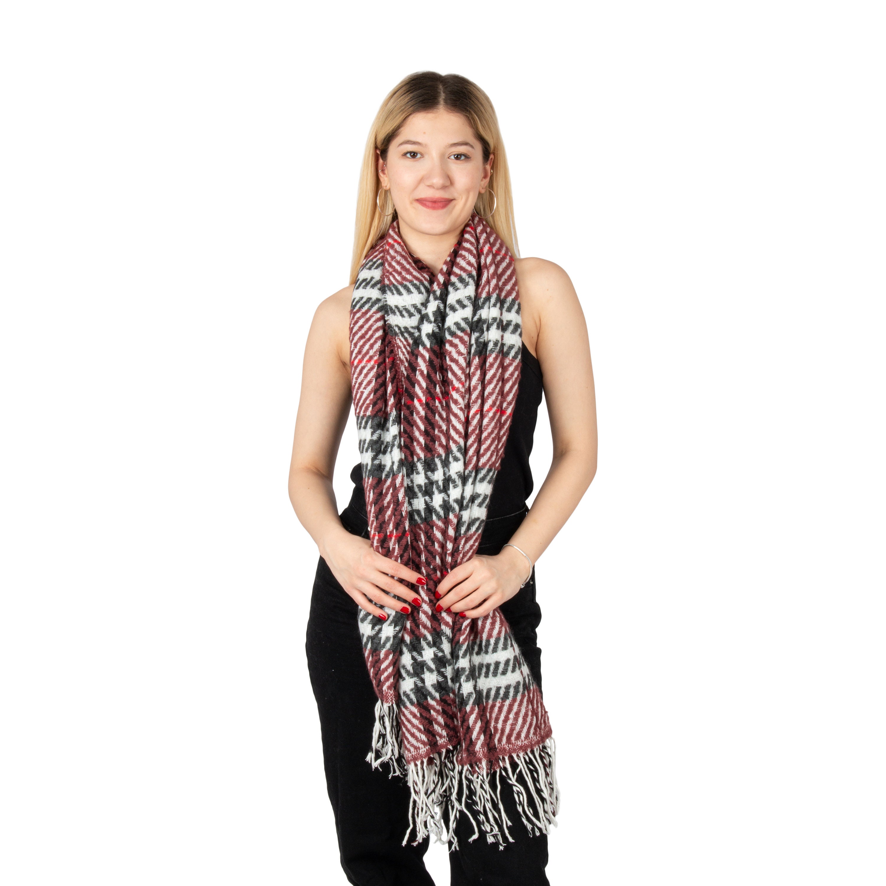 Beurlike Sciarpa Invernale Donna A Quadri - Extra Lunga 230cm, Calda E Morbida Con Nappe, Scialle Coperta - 3