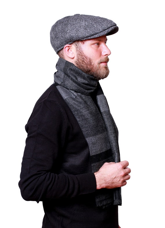 Blaue Fischgrät-Bakerboy-Kappe – Peaky Blinders Stil, In 2 Größen Für Erwachsene