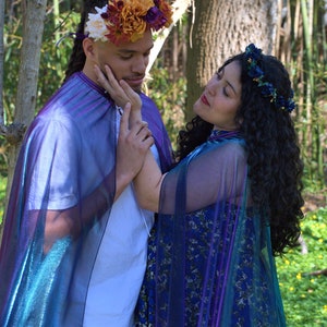 Iridescent Costume Cloak, Full-lenght Elegant Fantasy Cape, One size fits most, Fairy LARP Shawl, Elven Fashion Clothes