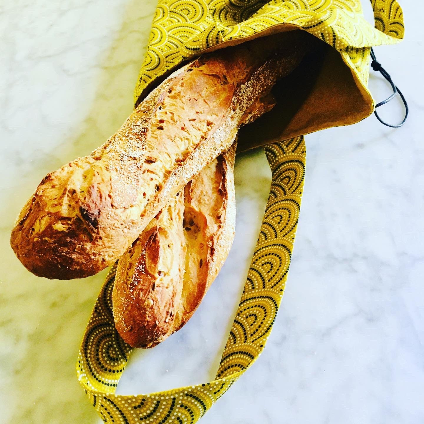 Sac à Pain en Tissu Imprimé avec Fermeture Cordelette