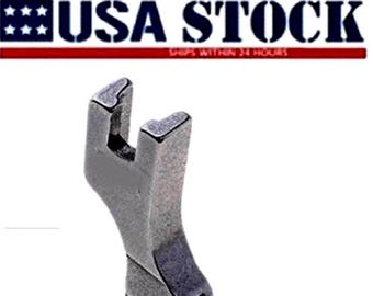 12435HN Prensatelas estrecho con bisagra izquierda para cremalleras, caña alta, aguja única, para máquinas de coser Juki, Singer, Consew, Brother y Artisan