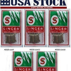 50 agujas para máquina de coser Singer, 2020, tamaños #9, 11, 14, 16, 18