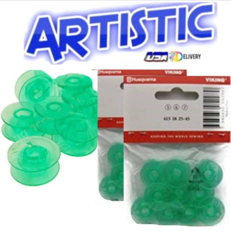 Viking Husqvarna 20 Green Bobbins 413182545/ 412561545 for Etsy