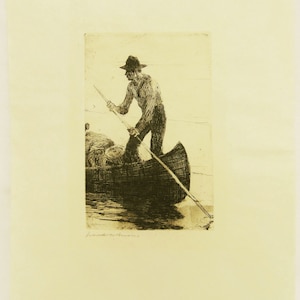 Frank W. Benson The Riverman Etching circa 1920