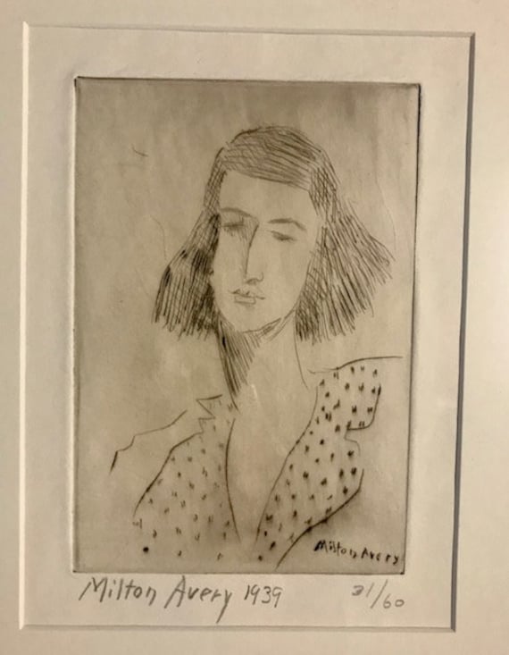 Milton Avery ミルトン エイブリー Milton Avery Signed Etching of Girl 1939 