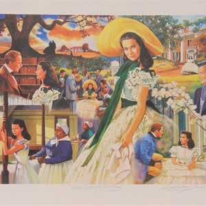 Gone With the Wind signed artists proof Lithograph titled &quot;Miss Scarlet Montage&quot; by artist Barry Leighton-Jones