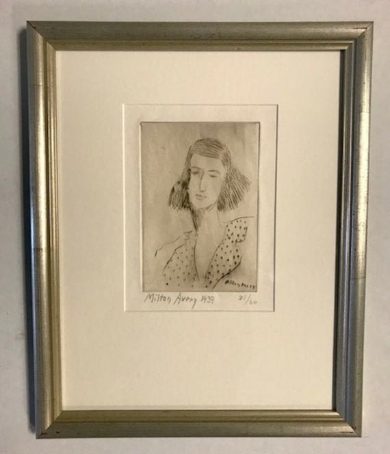 Milton Avery Signed Etching of Girl 1939 