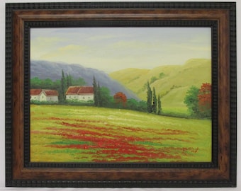 Tuscany Spring framed Oil on Canvas Painting