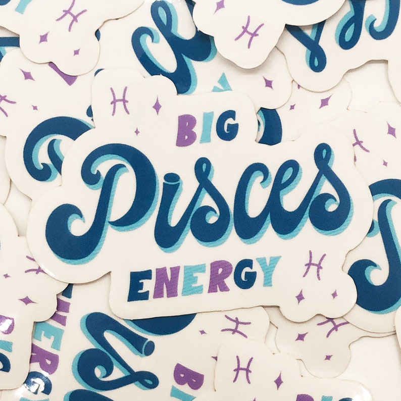 Big Pisces Energy Sticker, Zodiac, Birthday Gift, Cute Accessories, Clear Sticker, Waterproof imagem 5