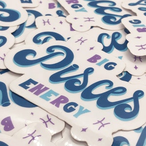 Big Pisces Energy Sticker, Zodiac, Birthday Gift, Cute Accessories, Clear Sticker, Waterproof imagem 6