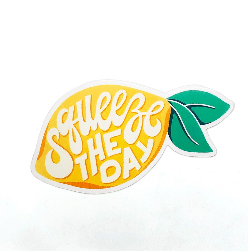 Squeeze the Day Sticker, Vinyl Sticker, Hand-Lettered, Waterproof image 2