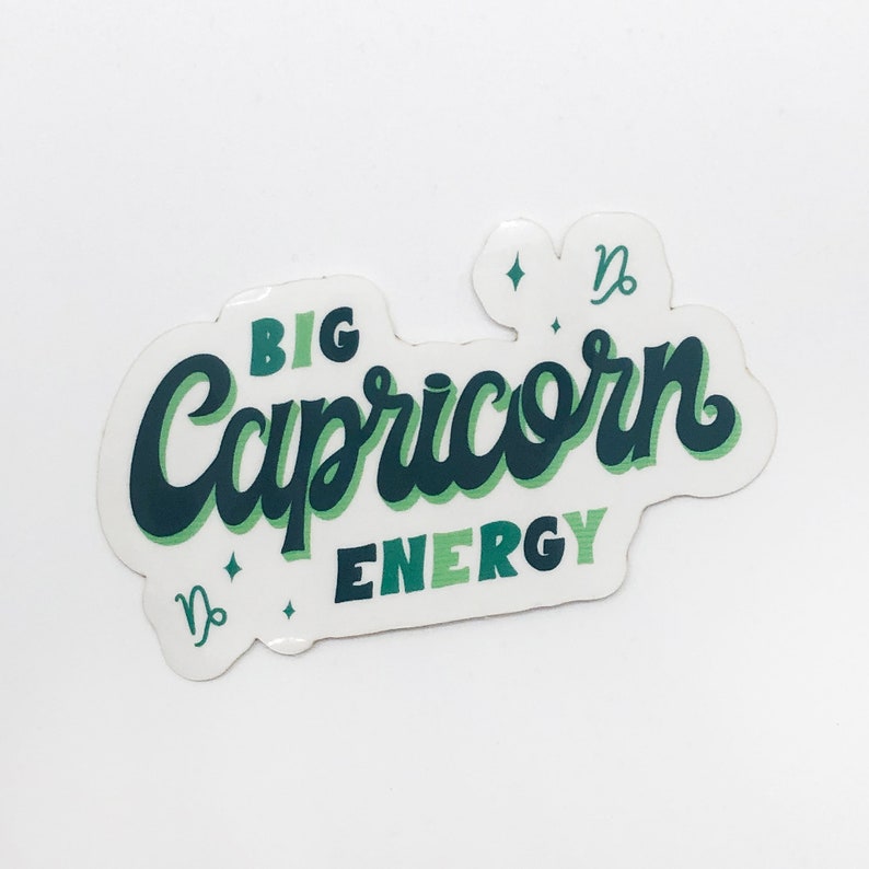 Big Capricorn Energy Sticker, Zodiac, Birthday Gift, Cute Accessories, Clear Sticker, Waterproof image 2