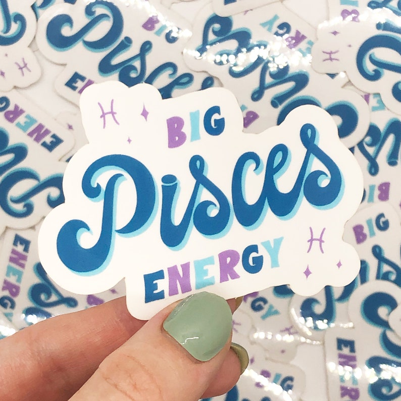 Big Pisces Energy Sticker, Zodiac, Birthday Gift, Cute Accessories, Clear Sticker, Waterproof imagem 7