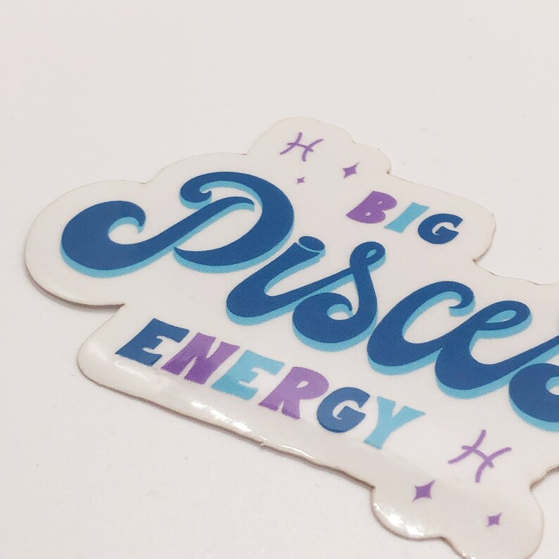 Big Pisces Energy Sticker, Zodiac, Birthday Gift, Cute Accessories, Clear Sticker, Waterproof imagem 3