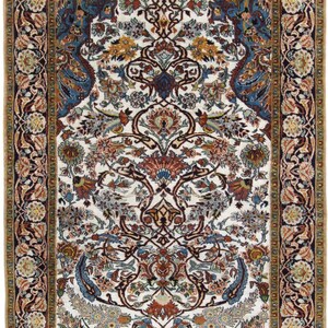 Tapis En Soie Hereke 69 X 50 Cm Motif De Vase Oriental Turc Noué À La