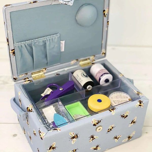 Sewing Box with Accessories Gift Set : Blue Bees