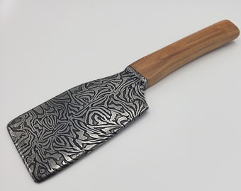Hand Forged Pattern Welded Damascus Cleaver with Madrona Handle, 9.5"
