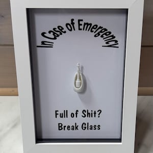 In caso di emergenza, rompere il vetro, regalo divertente, umorismo da bagno, decorazione da parete divertente, cornice esilarantemente maleducata, barzelletta per adulti, risate, scherzi