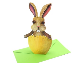 3D Easter card "Bunny in the Egg" Easter greeting card postcard pop-up card