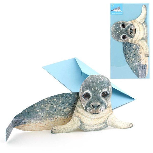 3D-Tierkarte "Seehund" Grußkarte Pop-up-Karte Klappkarte