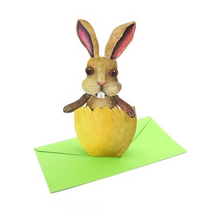 Tarjeta de Pascua 3D "Conejito en el huevo" Tarjeta de felicitación de Pascua tarjeta pop-up