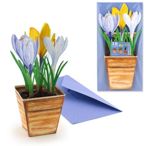 3D-Blumenkarte "Krokusse" Pop-up-Karte Grußkarte