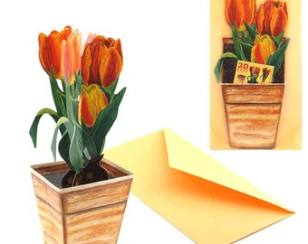 Carte de vœux de printemps 3D « Tulipe » Carte pop-up