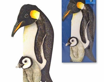 3D-Tierfaltkarte "Pinguin mit Küken" Popupkarte Grußkarte Postkarte