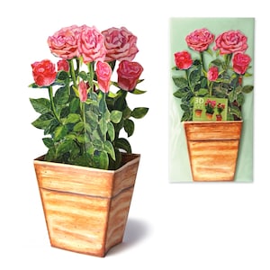 Carte fleur 3D "Rose" carte de voeux carte pop-up