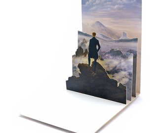 Pop-up-Karte "Der Wanderer über dem Nebelmeer" Grußkarte Klappkarte Kunstkarte