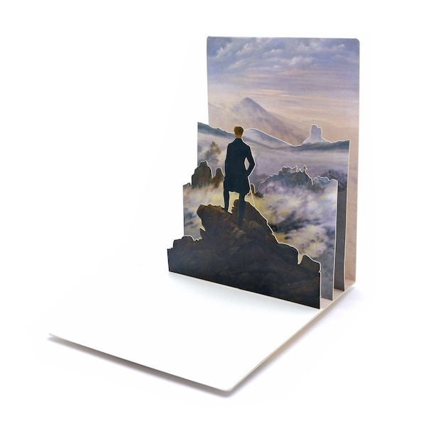 Pop-up-Karte "Der Wanderer über dem Nebelmeer" Grußkarte Klappkarte Kunstkarte