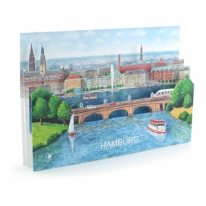 3D-Städtekarte "Hamburg" Pop-up-Karte Grußkarte Ansichtskarte