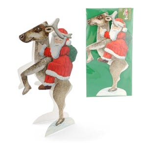 Weihnachtskarte "Der Nikolaus reitet auf seinem Rentier", Grußkarte