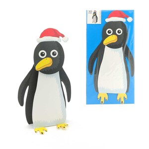 Weihnachtskarte "Kleiner Pinguin mit Nikolausmütze", Grußkarte, Popupkarte