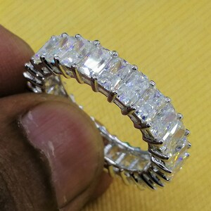 7.5Ct Radiant Cut Moissanite Full Eternity Band Ring, 14K White Gold Ring, Wedding Band Ring, Moissanite Eternity Ring, Engagement Ring