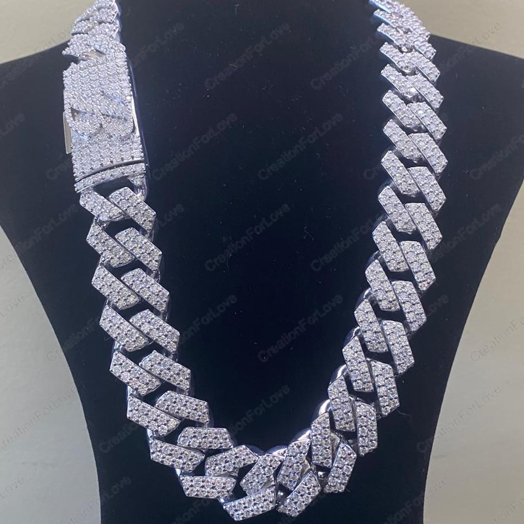 Iced Out Cuban Link Chain, Hip Hop Jewelry, 925 Sterling Silver - Etsy