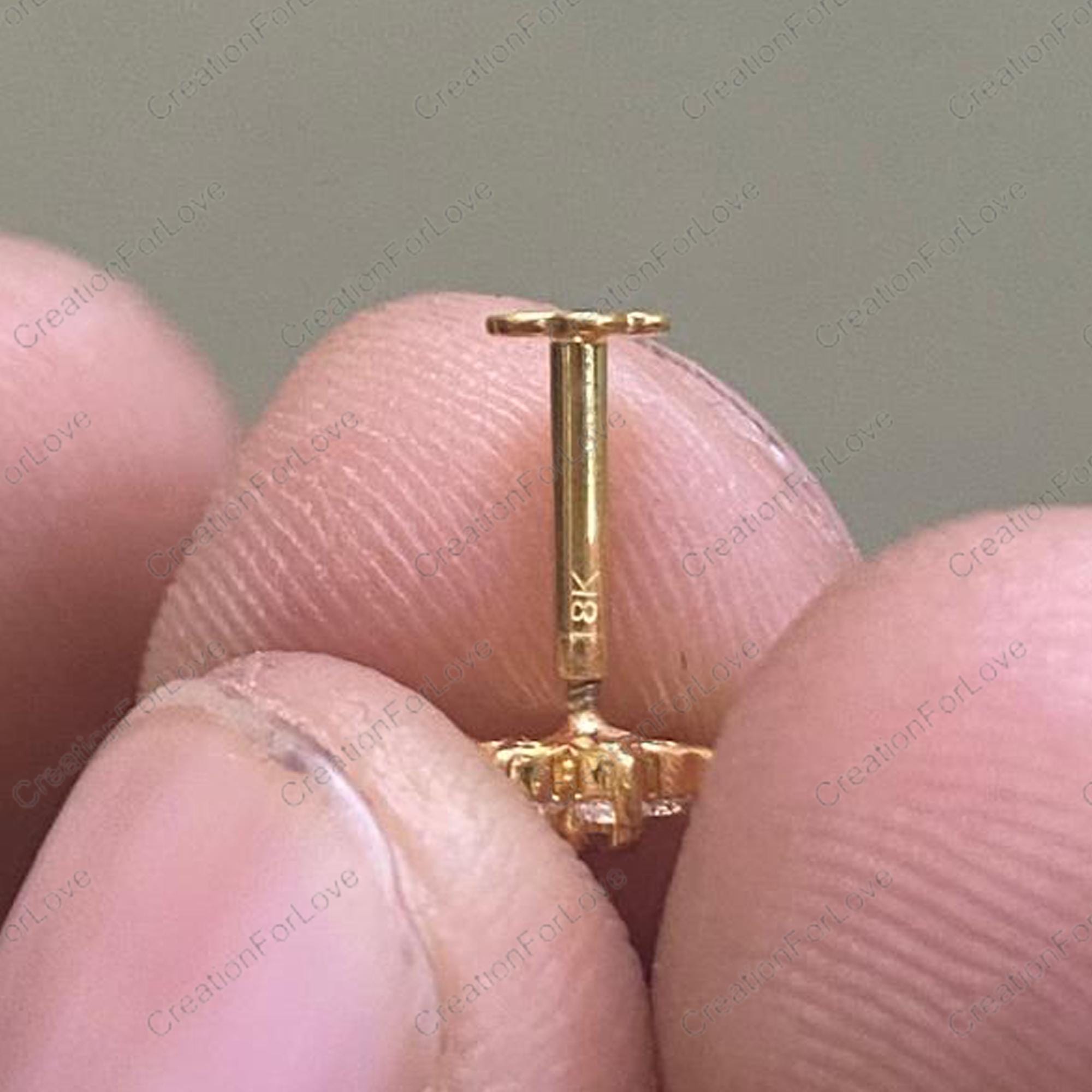 18K Gold Flower Diamond Nose Pin, Lab Grown Gem - Etsy Israel