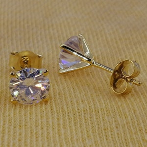Moissanite Stud Earrings • 14K Gold Plated • Round Cut • Moissanite Stud • Silver Stud Earrings • Moissanite Earring • Martini Setting